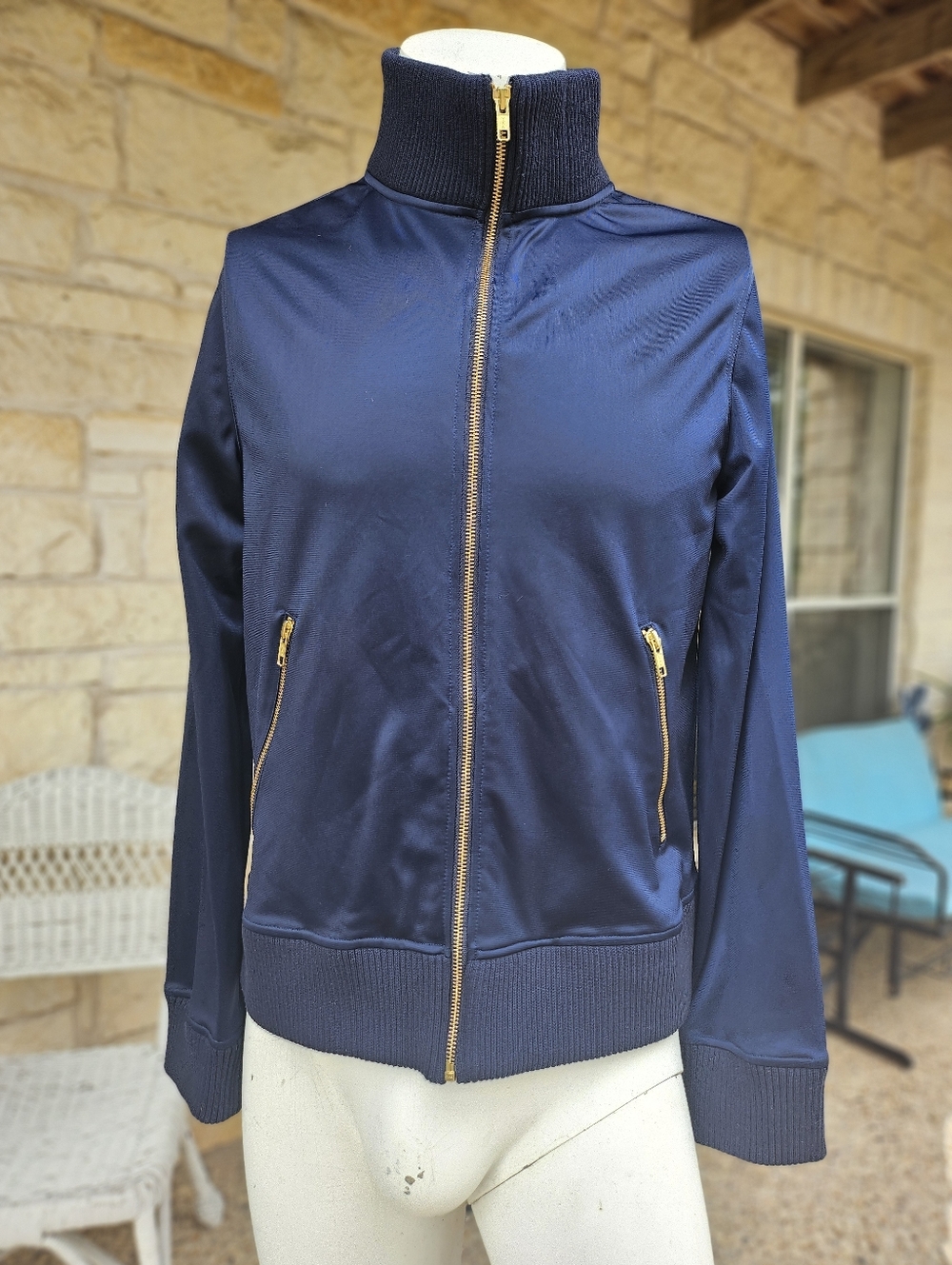 FRAME Sports Dark Blue Shiny Track Suit Jacket Size S